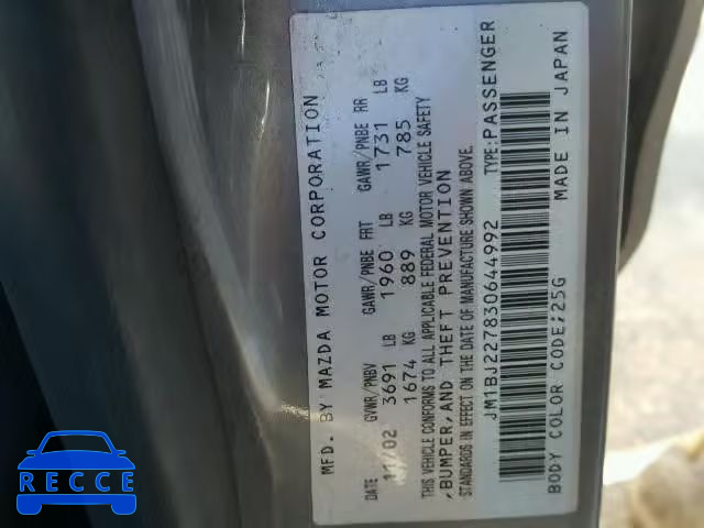 2003 MAZDA PROTEGE SP JM1BJ227830644992 image 9