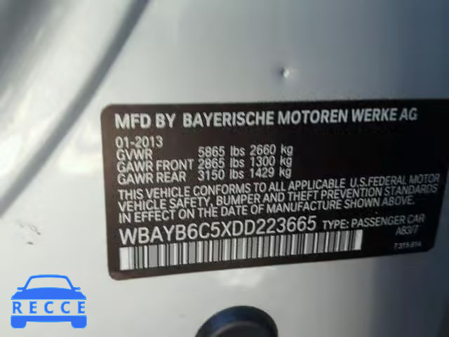 2013 BMW 750I XDRIV WBAYB6C5XDD223665 image 9