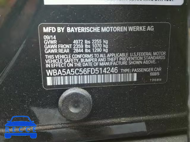 2015 BMW 528 I WBA5A5C56FD514246 image 9