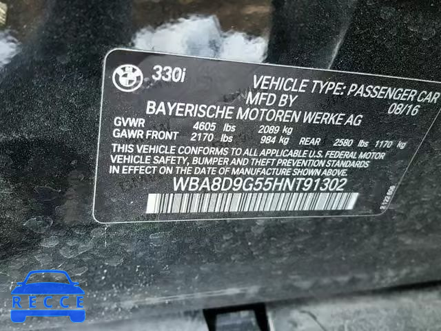 2017 BMW 330 XI WBA8D9G55HNT91302 зображення 9