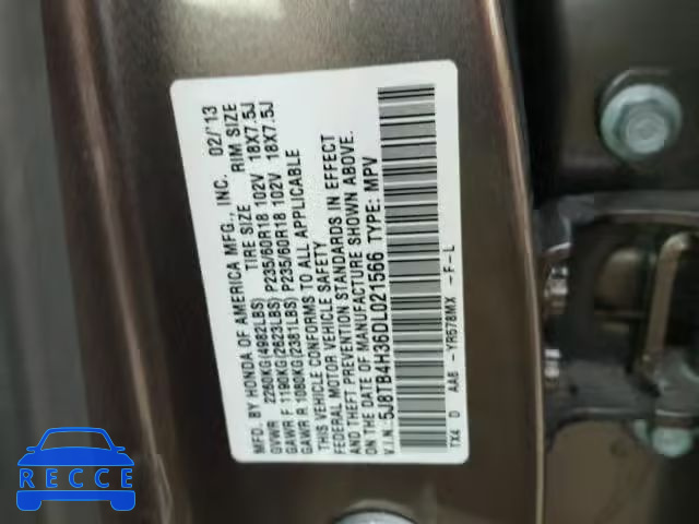 2013 ACURA RDX BASE 5J8TB4H36DL021566 зображення 9