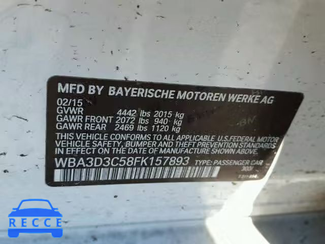 2015 BMW 328 D WBA3D3C58FK157893 зображення 9