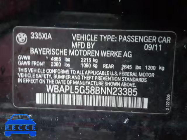 2011 BMW 335 XI WBAPL5G58BNN23385 зображення 9