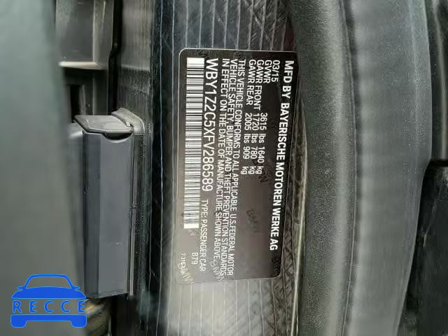 2015 BMW I3 BEV WBY1Z2C5XFV286589 зображення 9