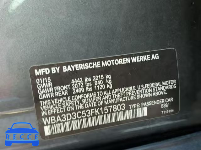 2015 BMW 328 D WBA3D3C53FK157803 зображення 9