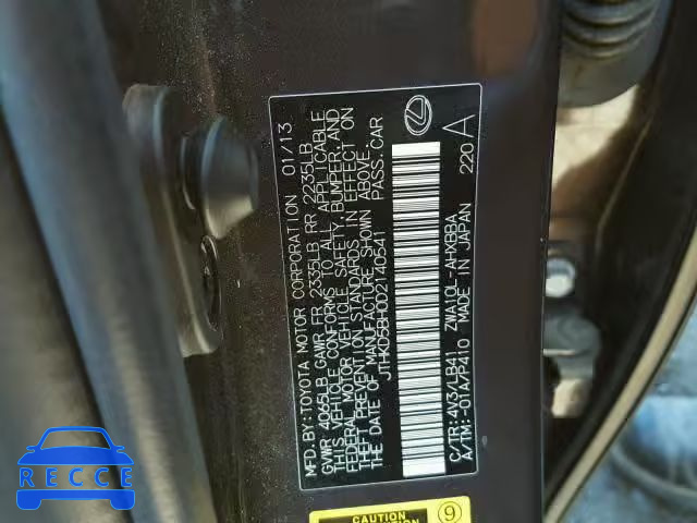 2013 LEXUS CT 200 JTHKD5BH0D2140541 image 9