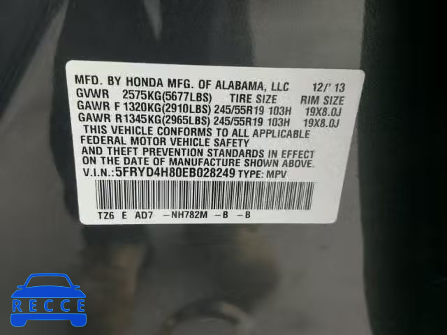 2014 ACURA MDX ADVANC 5FRYD4H80EB028249 image 9