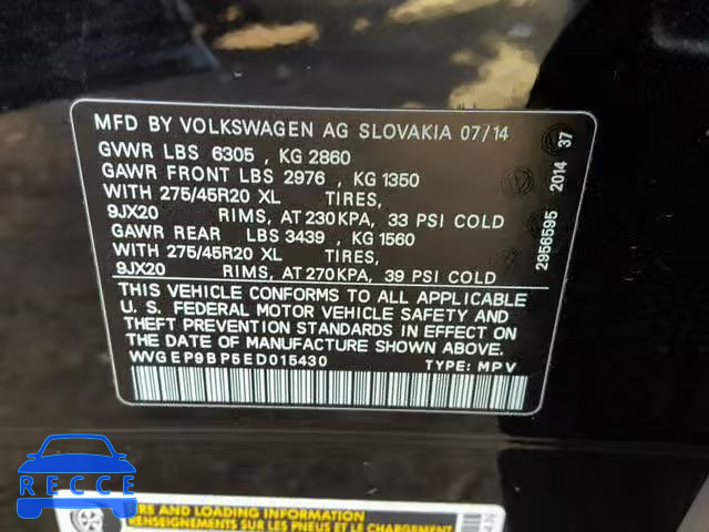 2014 VOLKSWAGEN TOUAREG V6 WVGEP9BP5ED015430 image 9