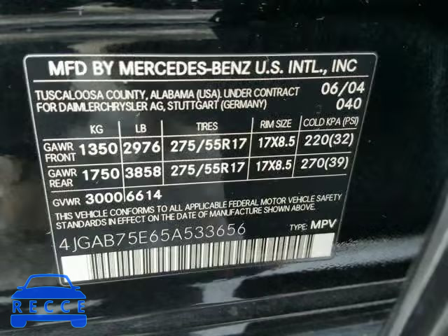 2005 MERCEDES-BENZ ML 500 4JGAB75E65A533656 Bild 9