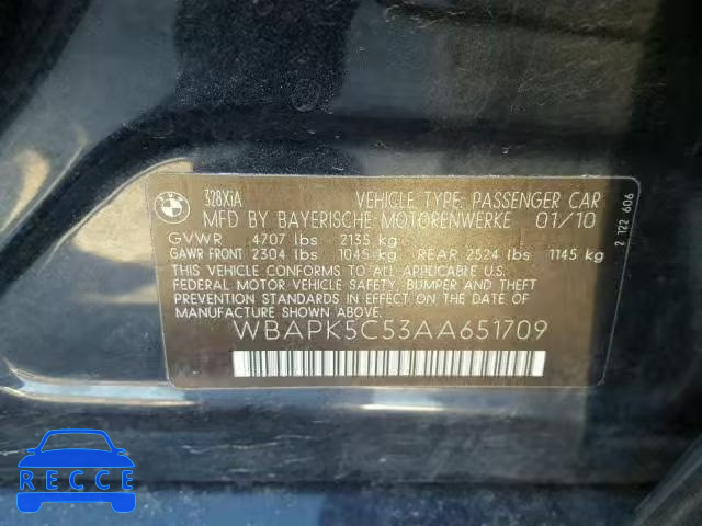 2010 BMW 328 XI SUL WBAPK5C53AA651709 зображення 9