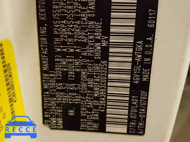 2012 TOYOTA VENZA LE 4T3BA3BB3CU033256 image 9