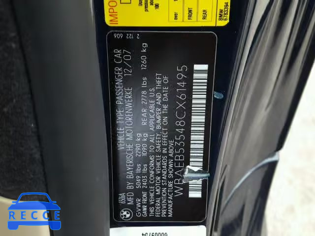 2008 BMW 650 I WBAEB53548CX61495 image 9