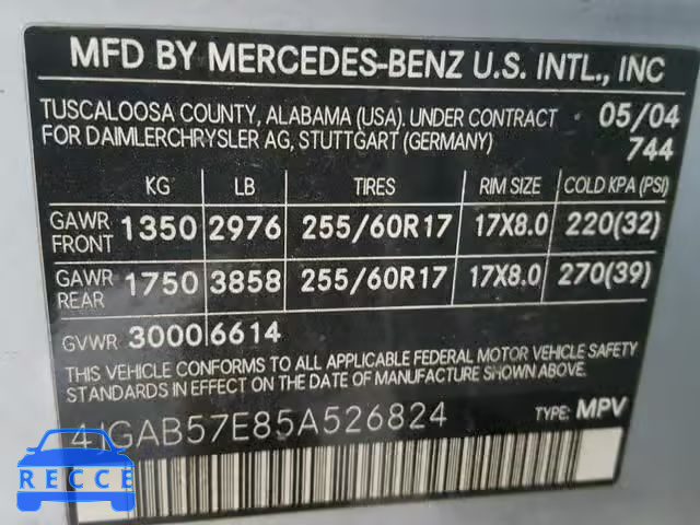2005 MERCEDES-BENZ ML 350 4JGAB57E85A526824 Bild 9
