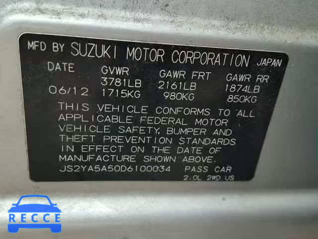 2013 SUZUKI SX4 BASE JS2YA5A50D6100034 image 9