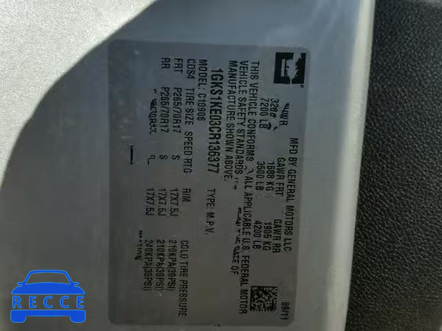 2012 GMC YUKON XL C 1GKS1KE03CR136377 image 9