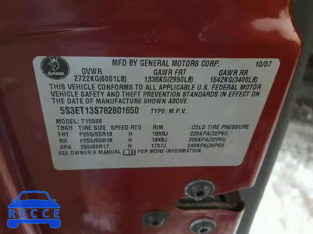 2008 SAAB 9-7X 4.2I 5S3ET13S782801650 image 9