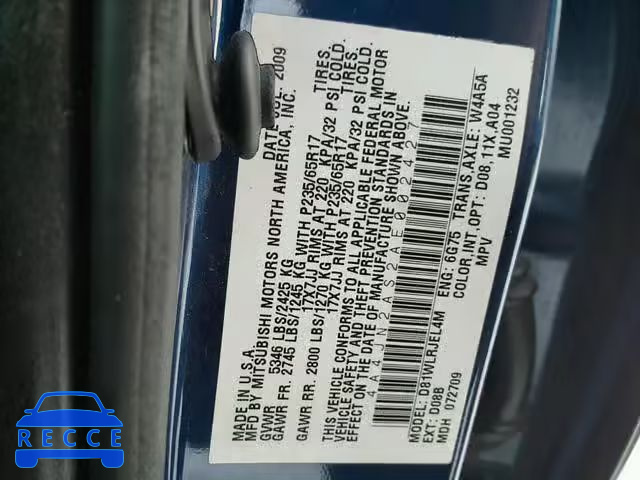 2010 MITSUBISHI ENDEAVOR L 4A4JN2AS2AE002427 image 9