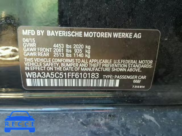 2015 BMW 328 I WBA3A5C51FF610183 зображення 9