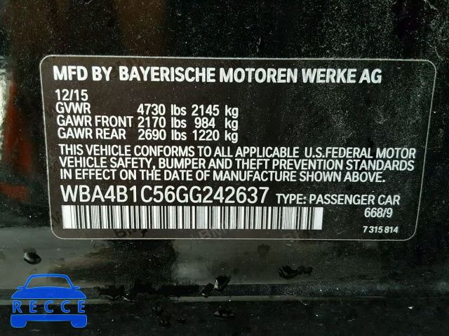 2016 BMW 435 I WBA4B1C56GG242637 зображення 9