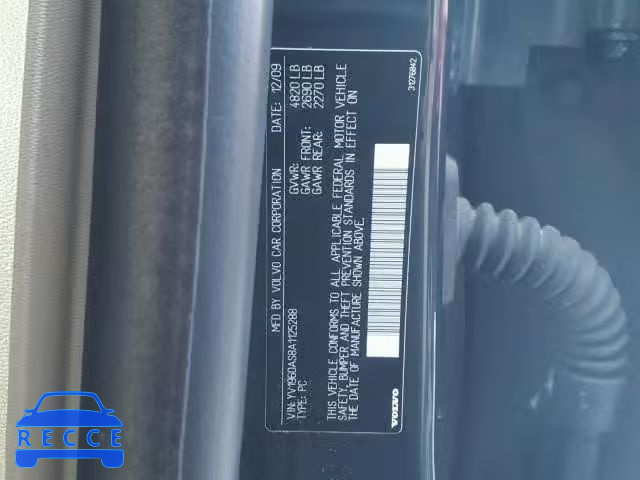 2010 VOLVO S80 3.2 YV1960AS8A1125288 image 9