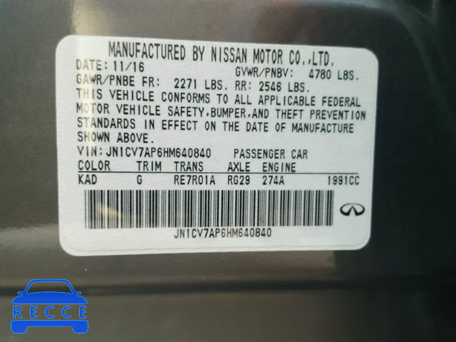 2017 INFINITI Q50 BASE JN1CV7AP6HM640840 image 9