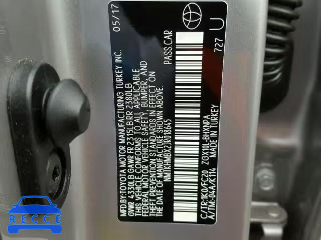 2018 TOYOTA C-HR XLE NMTKHMBX2JR018645 image 9