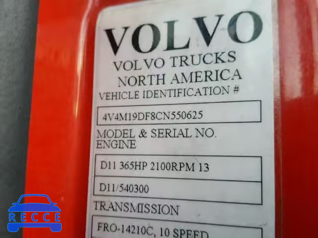 2012 VOLVO VN VNM 4V4M19DF8CN550625 Bild 9