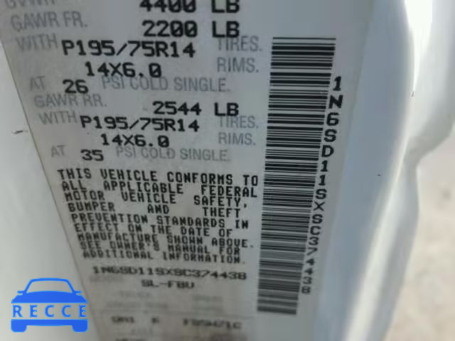 1995 NISSAN TRUCK E/XE 1N6SD11SXSC374438 зображення 9