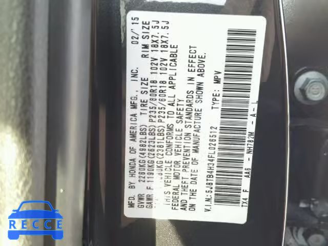 2015 ACURA RDX BASE 5J8TB4H34FL026512 image 9