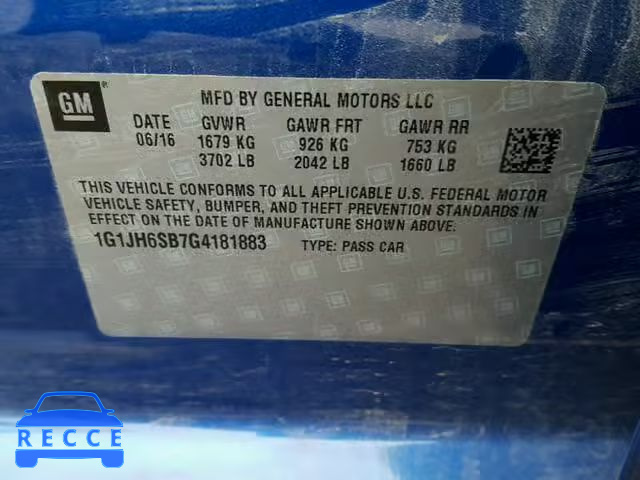 2016 CHEVROLET SONIC RS 1G1JH6SB7G4181883 image 9