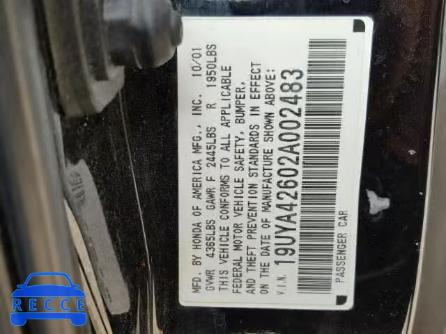 2002 ACURA 3.2CL TYPE 19UYA42602A002483 image 9