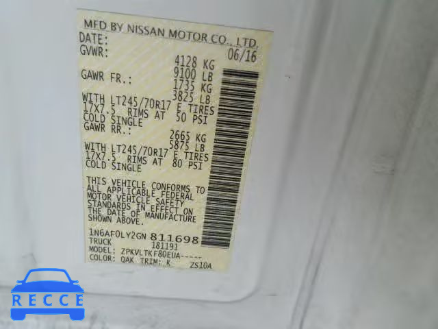 2016 NISSAN NV 2500 S 1N6AF0LY2GN811698 image 9