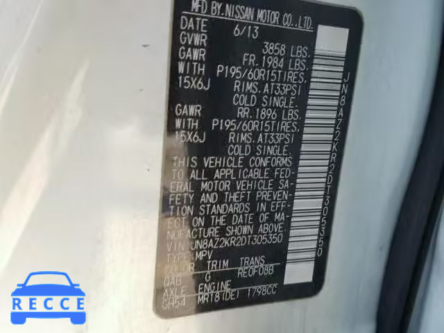 2013 NISSAN CUBE S JN8AZ2KR2DT305350 image 9