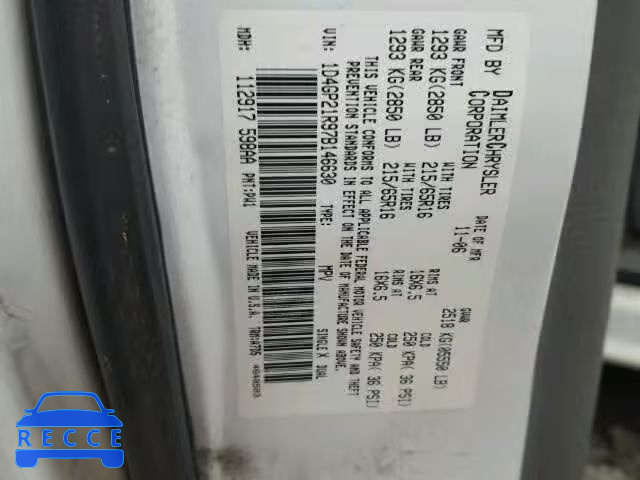 2007 DODGE CARAVAN C/ 1D4GP21R97B146630 image 9