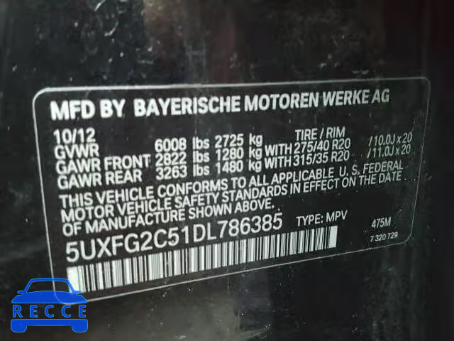 2013 BMW X6 XDRIVE3 5UXFG2C51DL786385 image 9