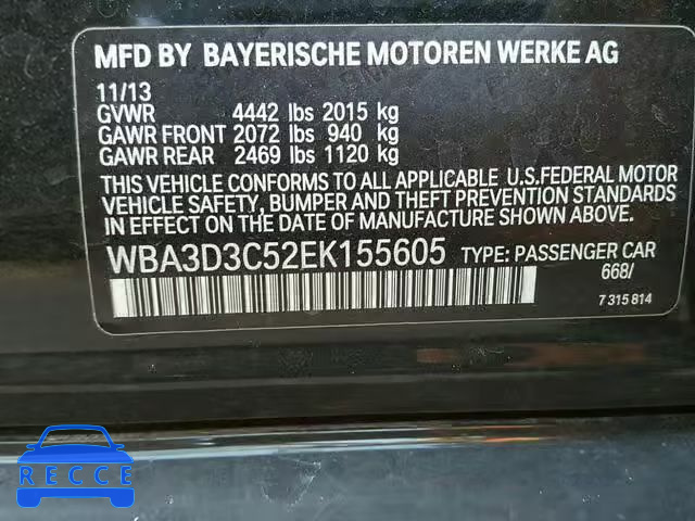 2014 BMW 328 D WBA3D3C52EK155605 зображення 9