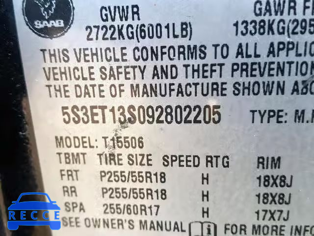 2009 SAAB 9-7X 4.2I 5S3ET13S092802205 image 9