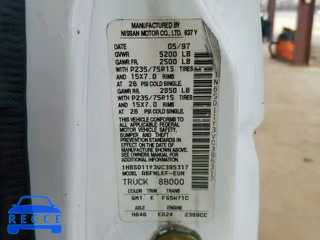 1997 NISSAN TRUCK XE 1N6SD11Y3VC395317 image 9