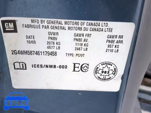 2006 BUICK ALLURE CXS 2G4WH587461179458 image 9