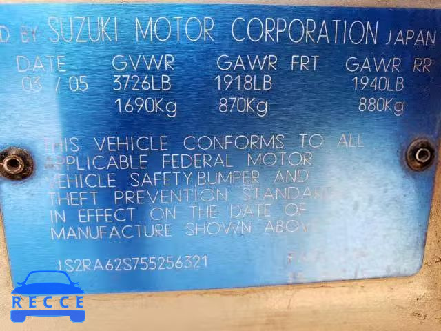 2005 SUZUKI AERIO S JS2RA62S755256321 Bild 9