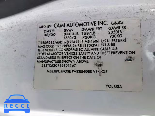 2001 SUZUKI VITARA JLS 2S3TC52C916101167 image 9