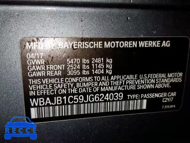 2018 BMW 530XE WBAJB1C59JG624039 зображення 9