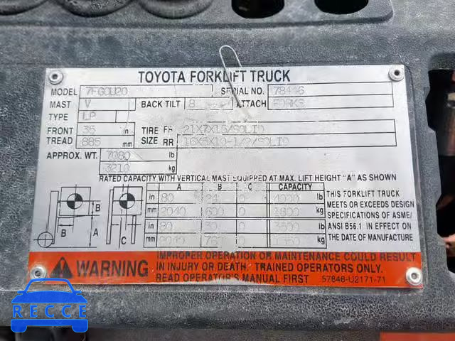 2003 TOYOTA FORKLIFT 78446 image 9