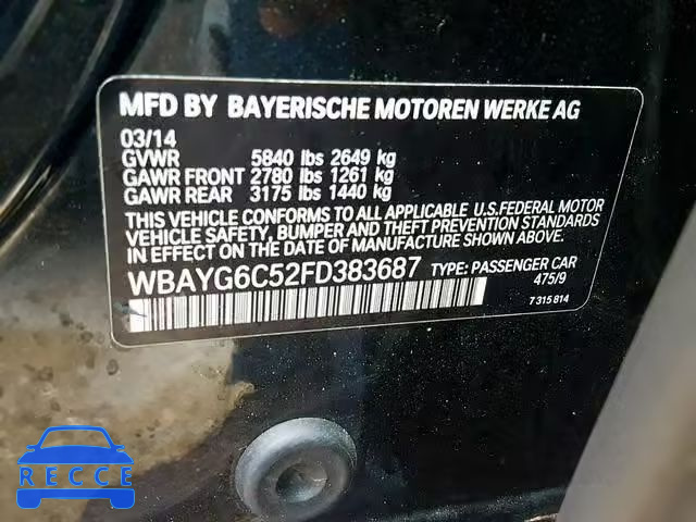 2015 BMW 740 LD WBAYG6C52FD383687 image 9