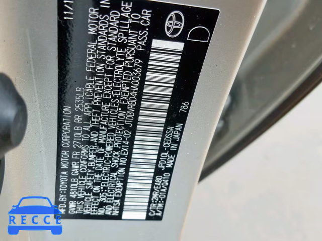 2017 TOYOTA MIRAI JTDBVRBD4HA003679 Bild 9