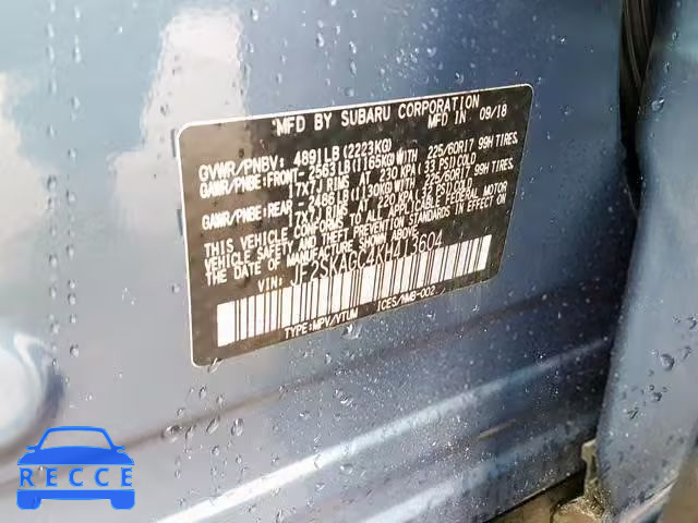 2019 SUBARU FORESTER P JF2SKAGC4KH413604 image 9