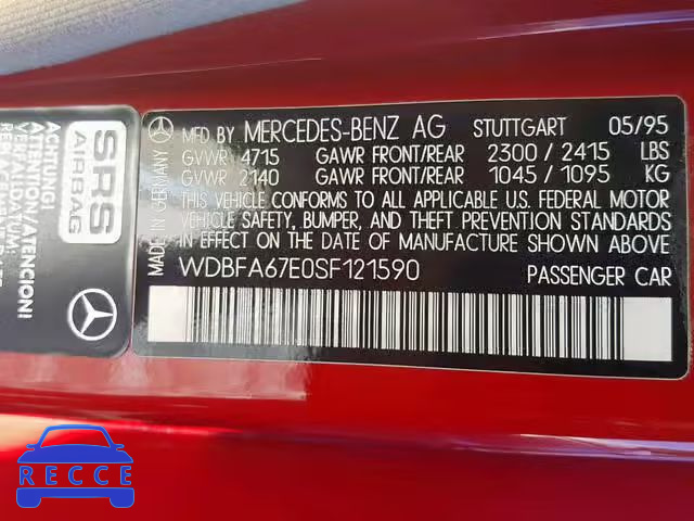 1995 MERCEDES-BENZ SL 500 WDBFA67E0SF121590 image 9