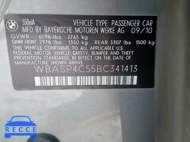 2011 BMW 550 XIGT WBASP4C55BC341413 зображення 9
