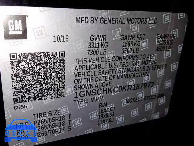 2019 CHEVROLET SUBURBAN C 1GNSCHKC0KR187977 image 9