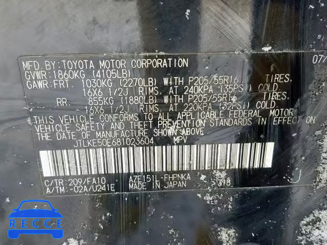 2008 TOYOTA XB JTLKE50E681023604 зображення 9